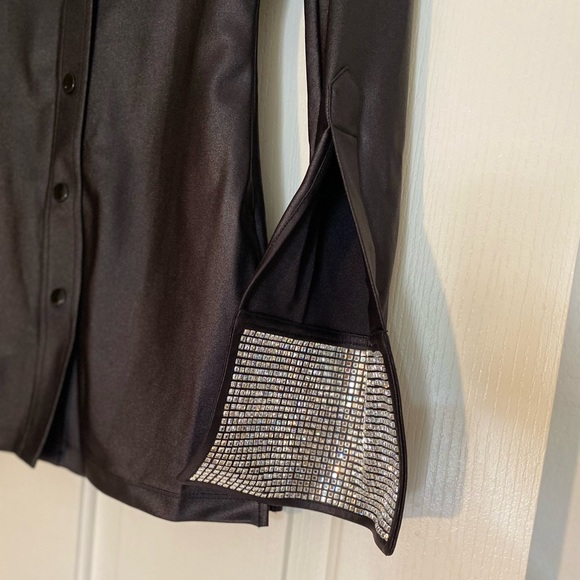 NWT Alexander Wang crystal-embellished split-cuff shirt 0 $495 - Picture 6 of 9